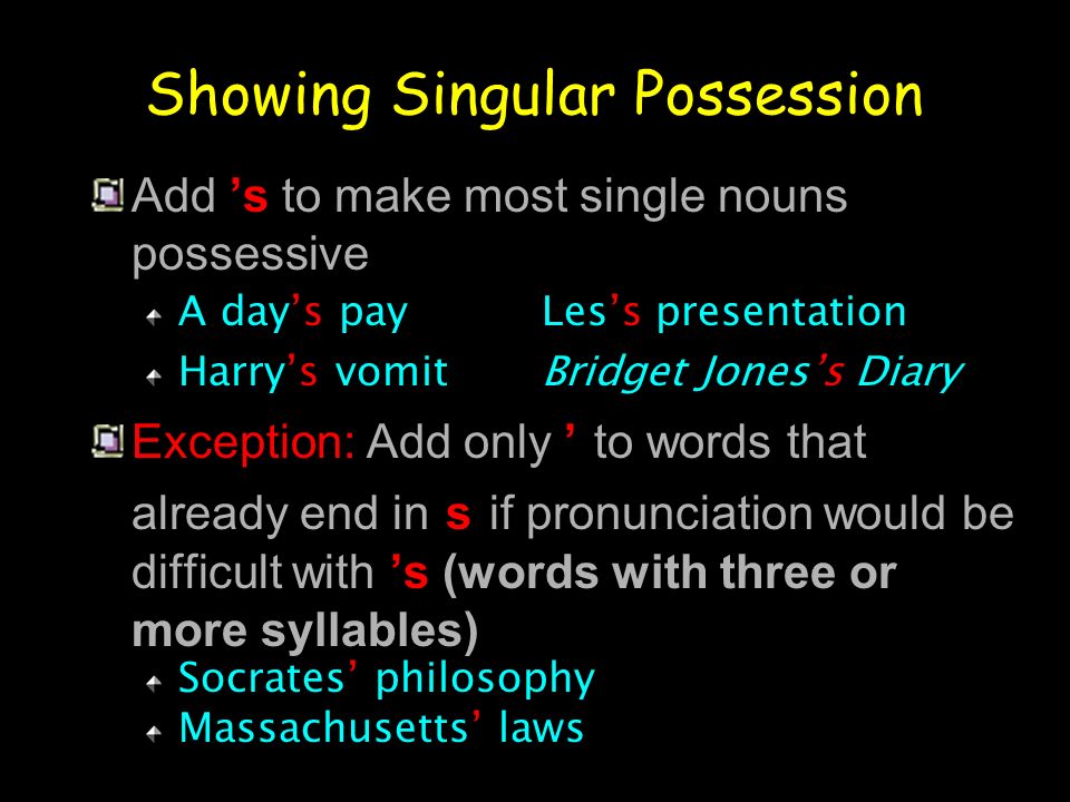 Showing Singular Possession