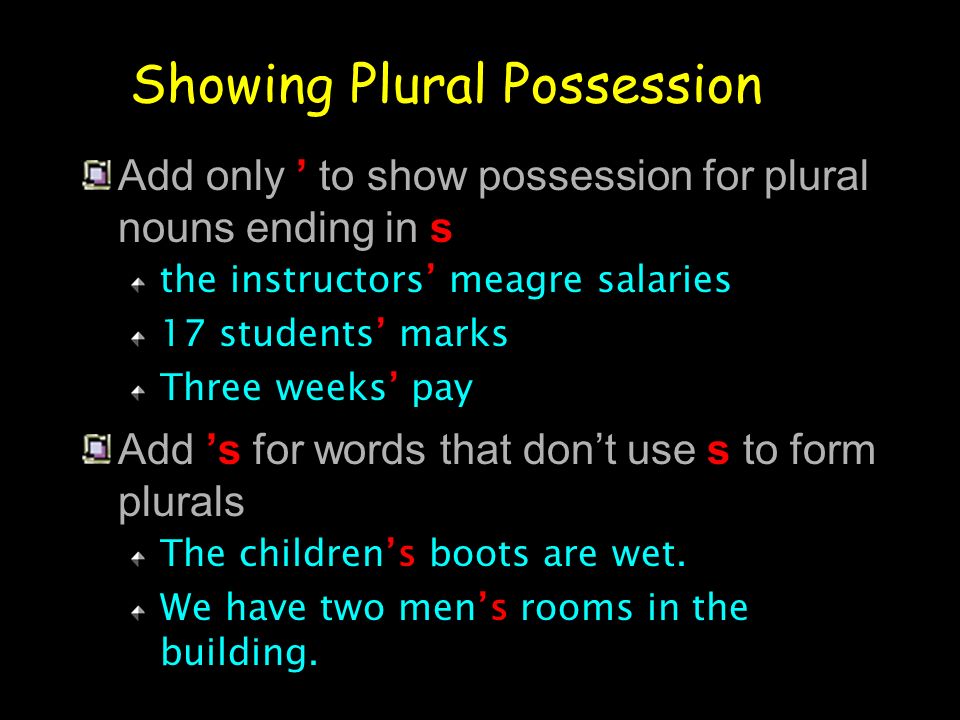 Showing Plural Possession
