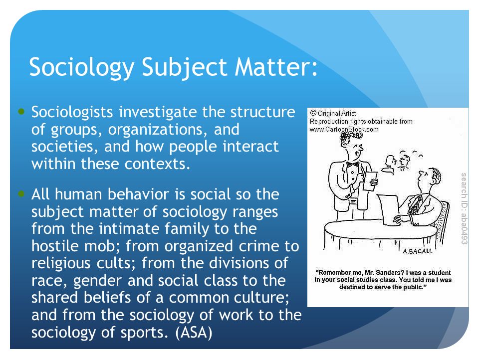 subject matters of sociology