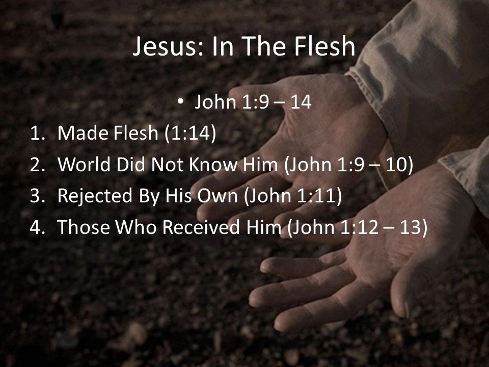 Jesus: In The Flesh John 1:9 – 14 Made Flesh (1:14)