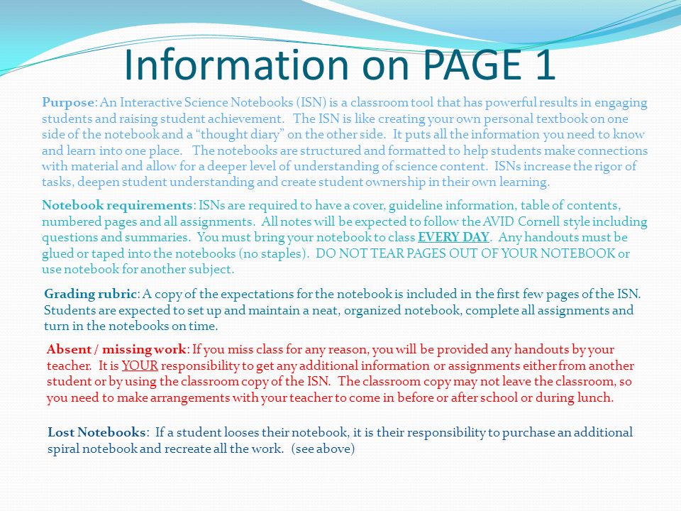 Information on PAGE 1