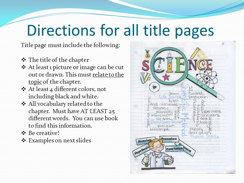 Directions for all title pages