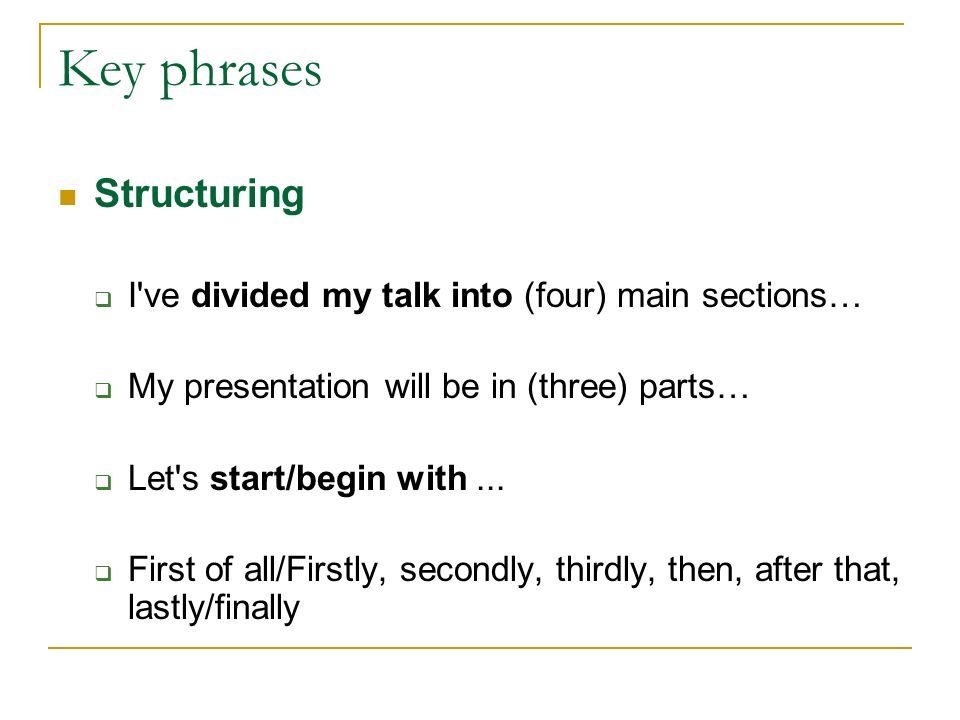 Key phrases Structuring