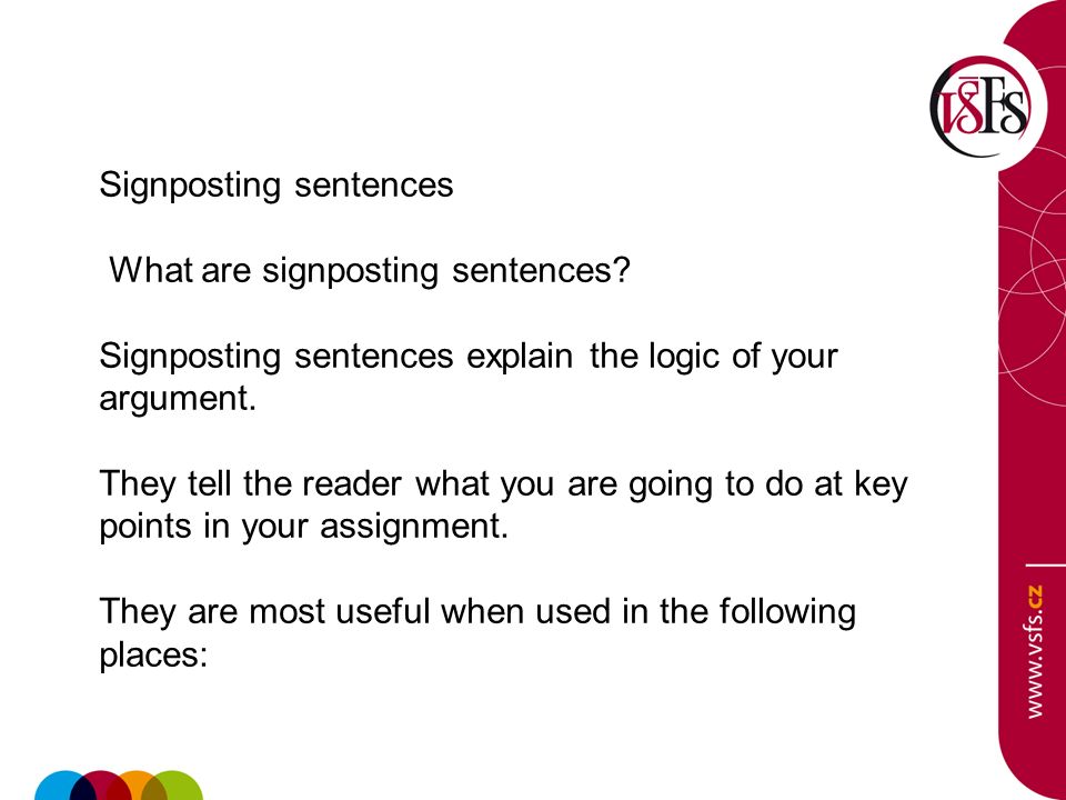 Signposting sentences