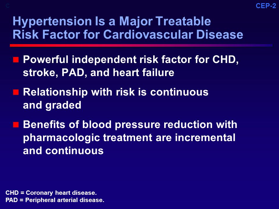 Hypertension Is a Major Treatable Risk Factor for Cardiovascular Disease
