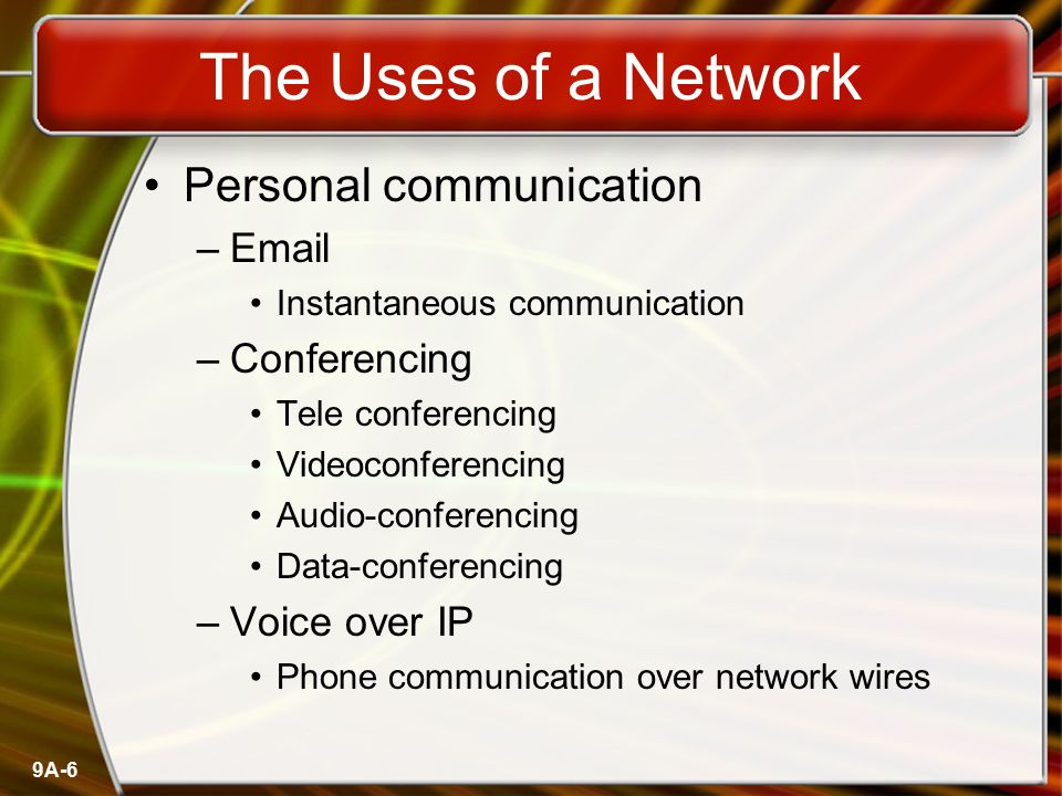 The Uses of a Network Personal communication  Conferencing