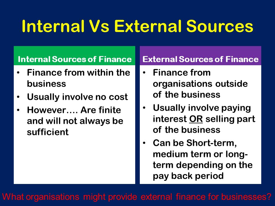internal and external sources of funds