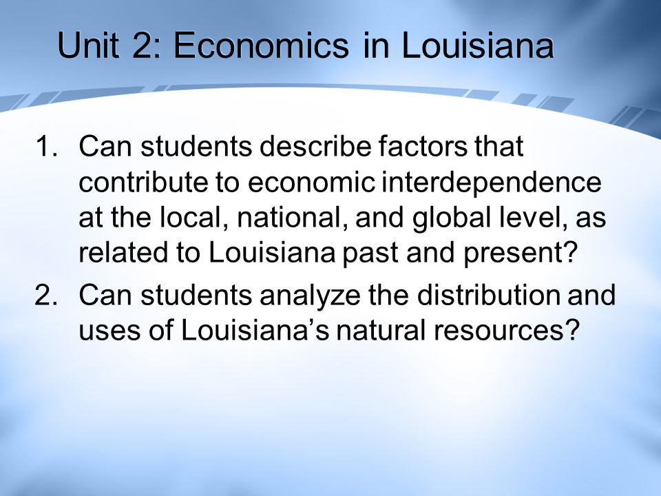 Unit 2: Economics in Louisiana