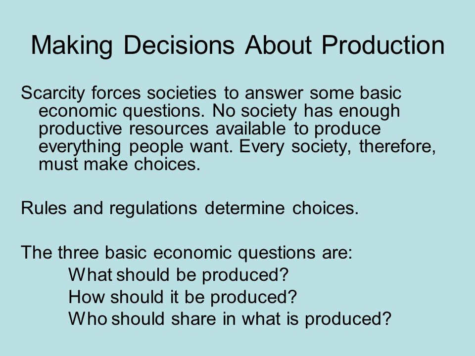 Making Decisions About Production