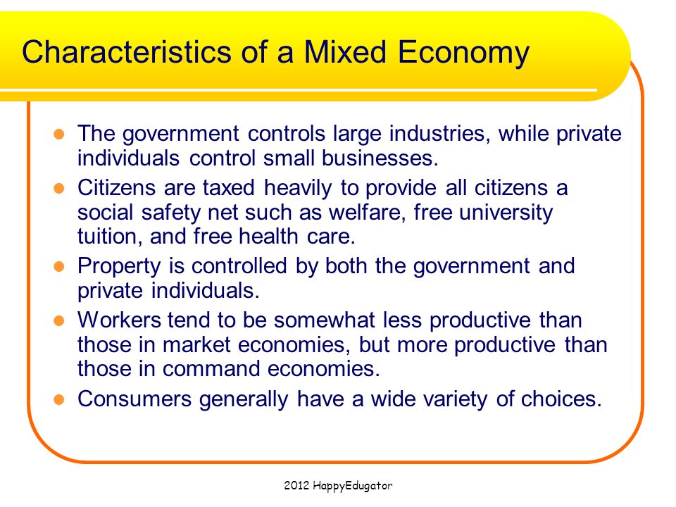 what are the main characteristics of a mixed economy