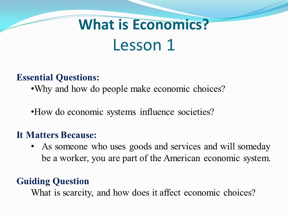 What is Economics Lesson 1