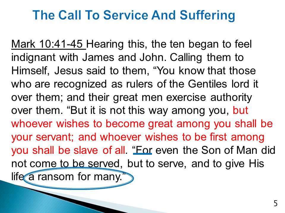 The Call To Service And Suffering