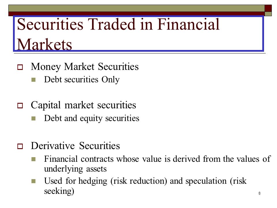 Securities Traded in Financial Markets