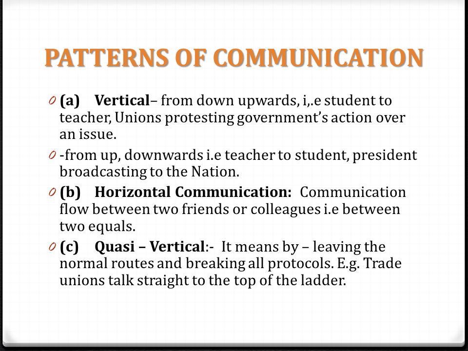PATTERNS OF COMMUNICATION