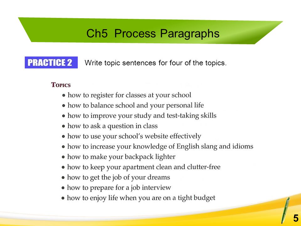 process paragraph topics