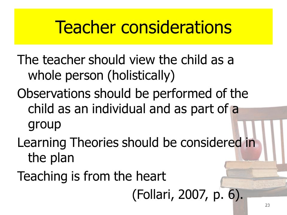 Teacher considerations