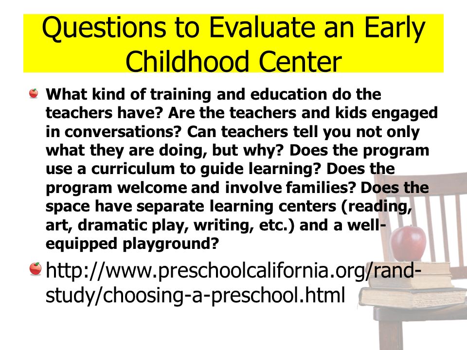 Questions to Evaluate an Early Childhood Center