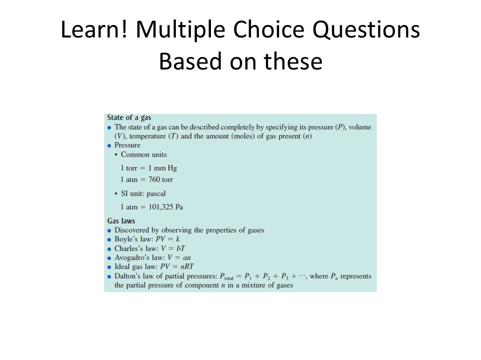 Learn! Multiple Choice Questions Based on these