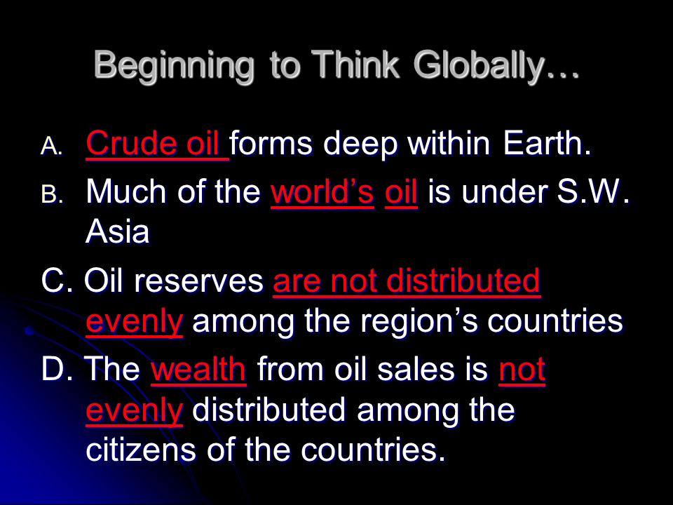 Beginning to Think Globally…