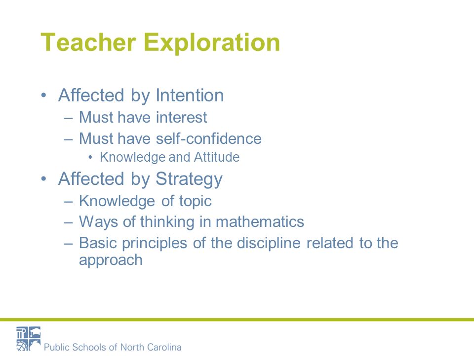 Teacher Exploration Affected by Intention Affected by Strategy