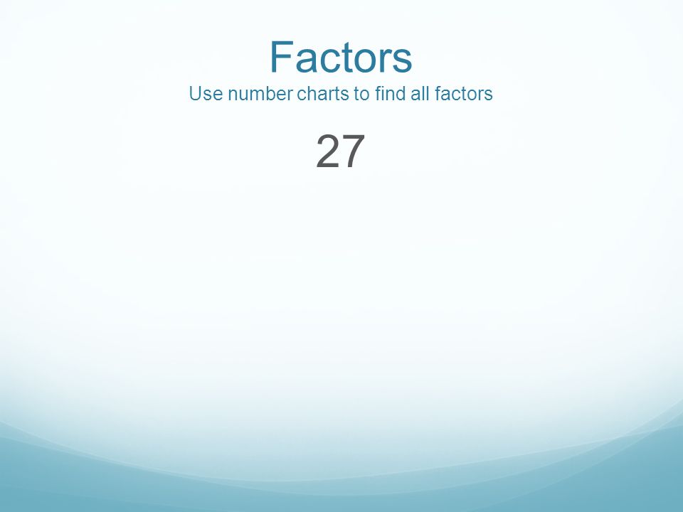 Factors Use number charts to find all factors