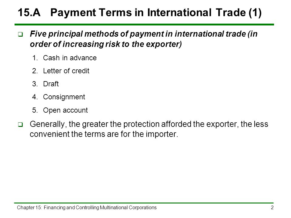 Chapter 15 Outline Payment Terms in International Trade - ppt download