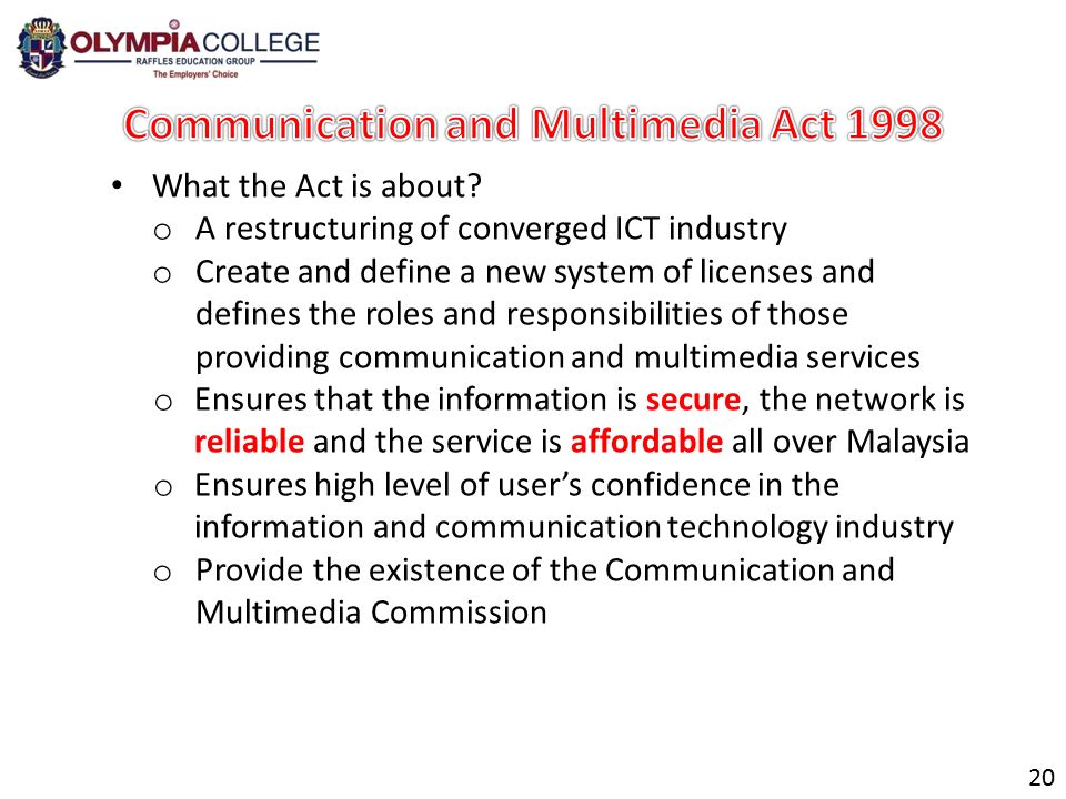 Communications and multimedia act 1998