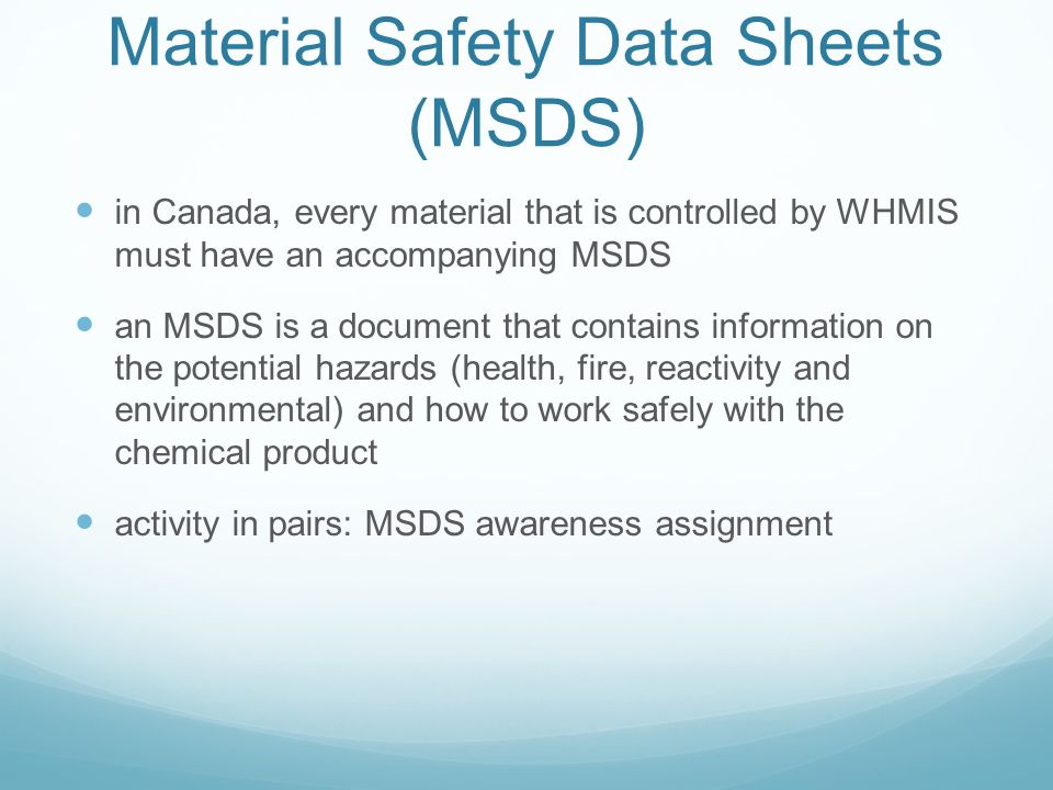 Material Safety Data Sheets (MSDS)