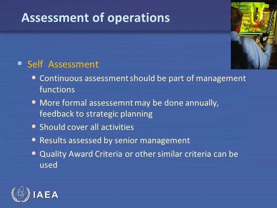 Assessment of operations