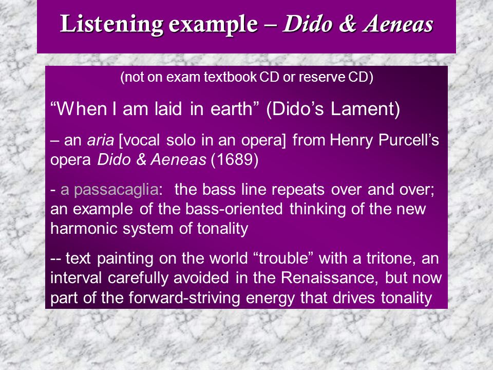 Listening example – Dido & Aeneas