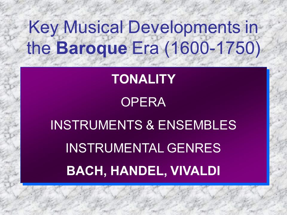 Key Musical Developments in the Baroque Era ( )