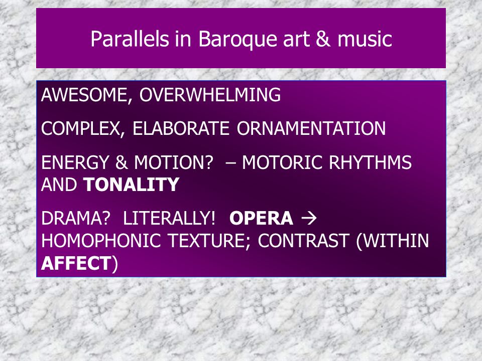 Parallels in Baroque art & music