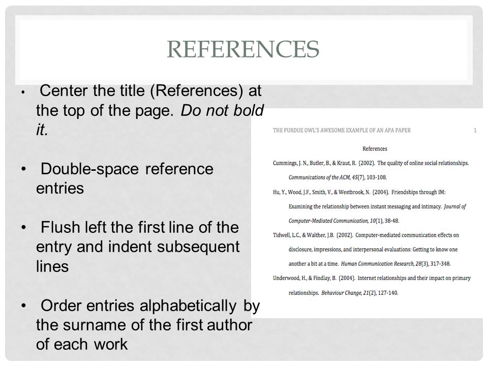 References Double-space reference entries