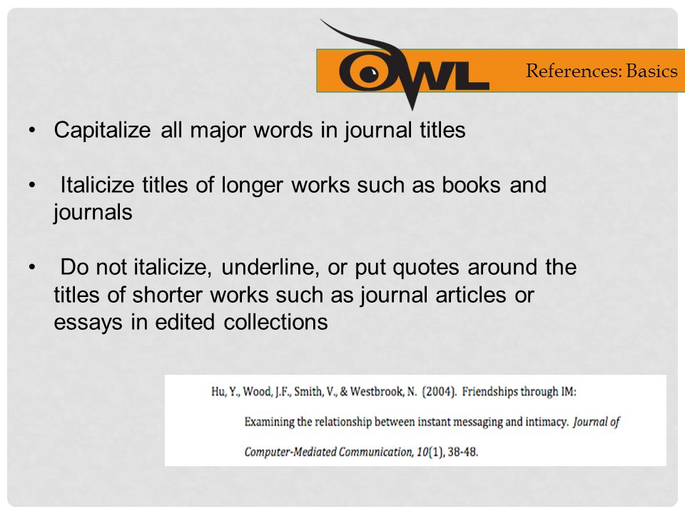 Capitalize all major words in journal titles