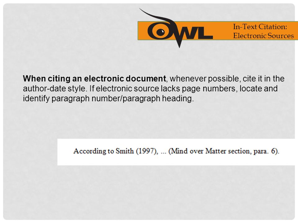 In-Text Citation: Electronic Sources.