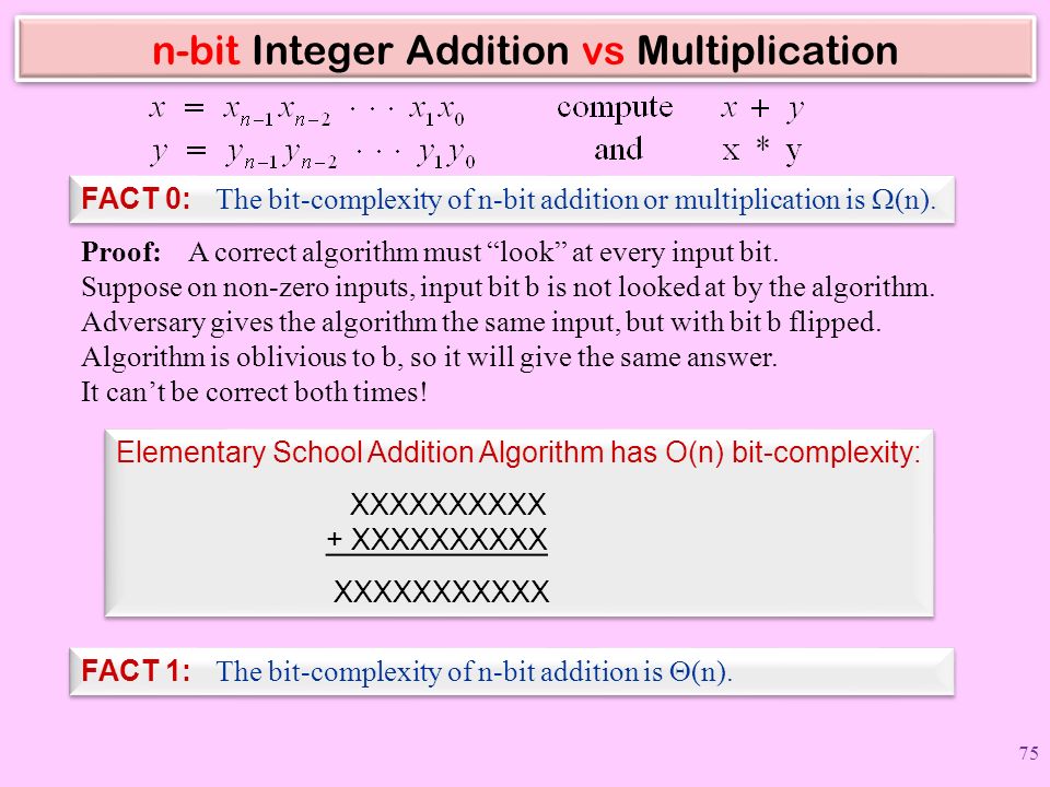n-bit Integer Addition vs Multiplication