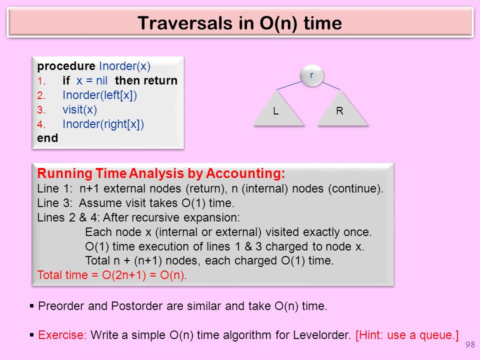 Traversals in O(n) time