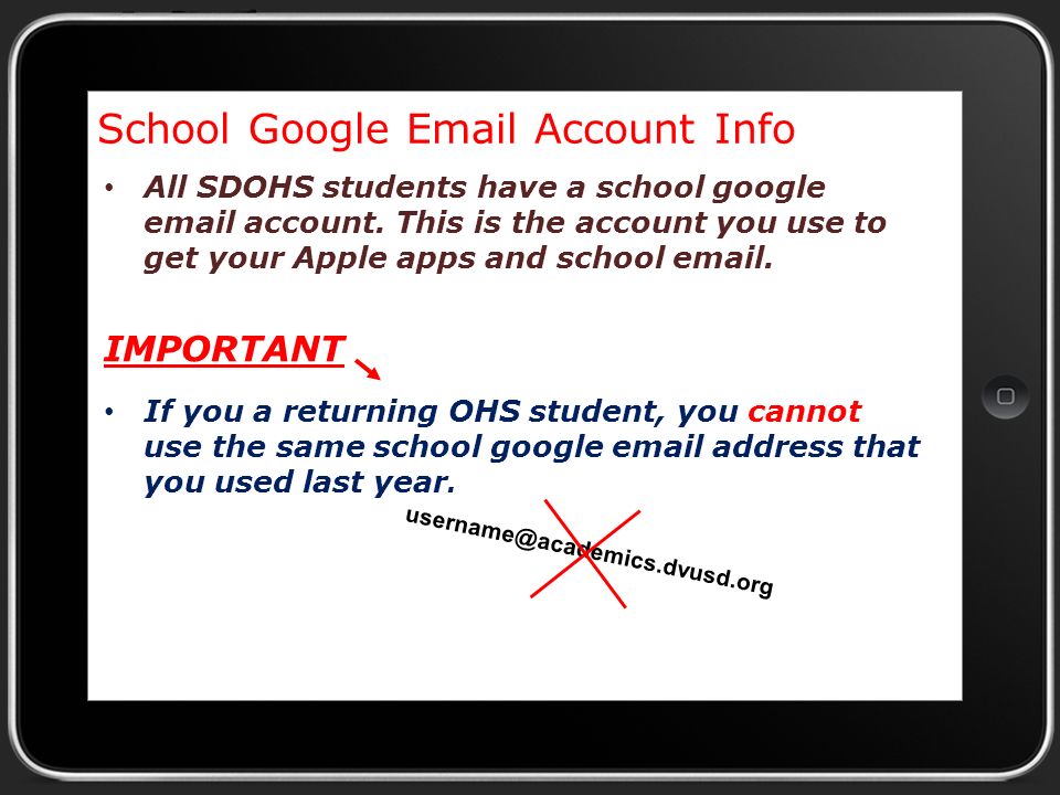 School Google  Account Info