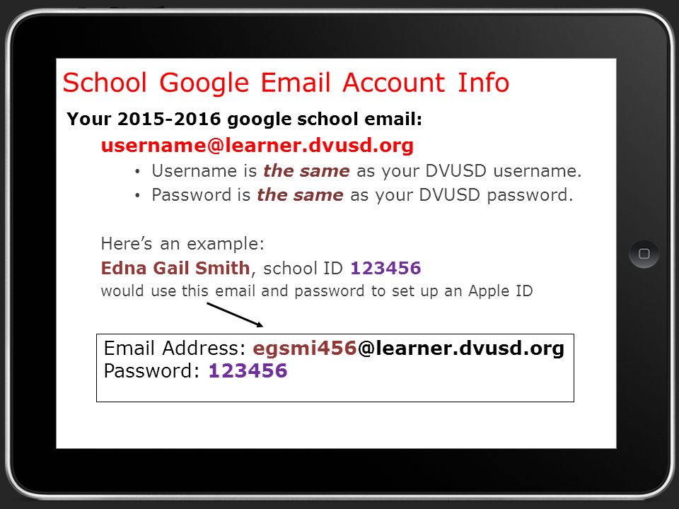School Google  Account Info