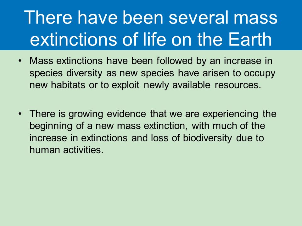 There have been several mass extinctions of life on the Earth