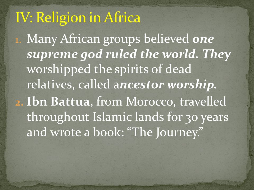 IV: Religion in Africa