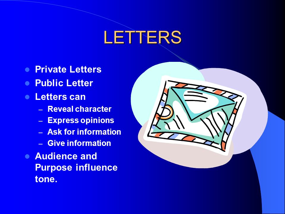 LETTERS Private Letters Public Letter Letters can