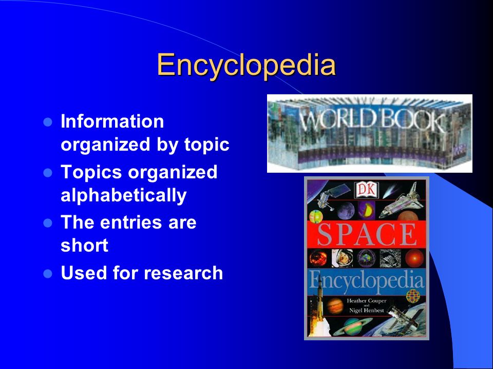 Encyclopedia Information organized by topic