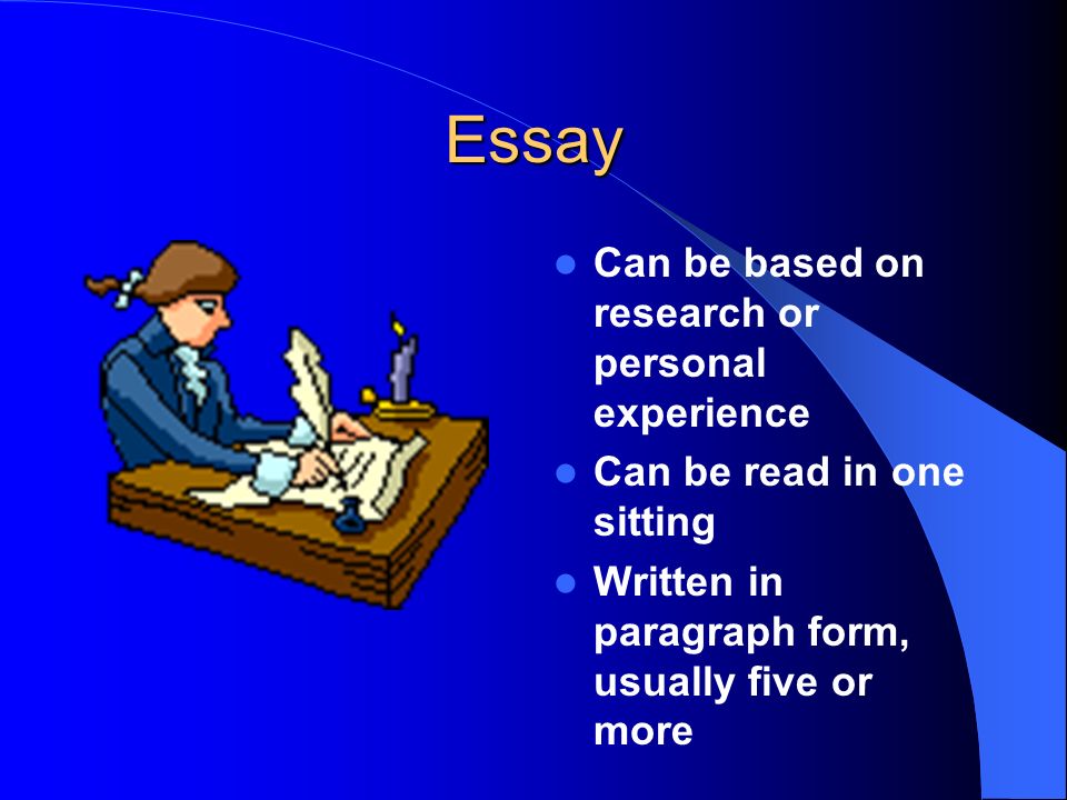 Essay Can be based on research or personal experience