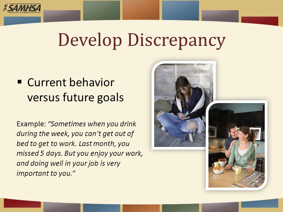 Develop Discrepancy Current behavior versus future goals