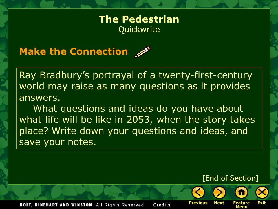 the pedestrian by ray bradbury answers