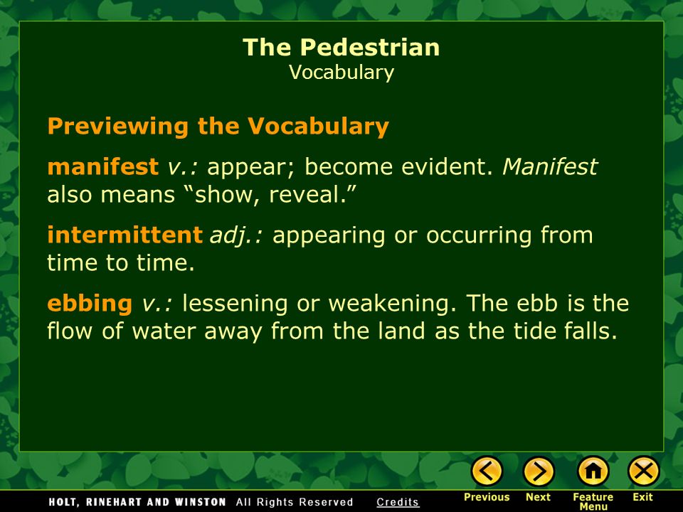 The Pedestrian Vocabulary