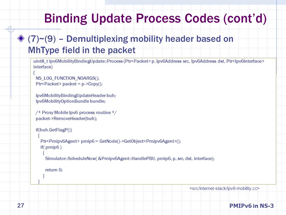 Binding Update Process Codes (cont’d)