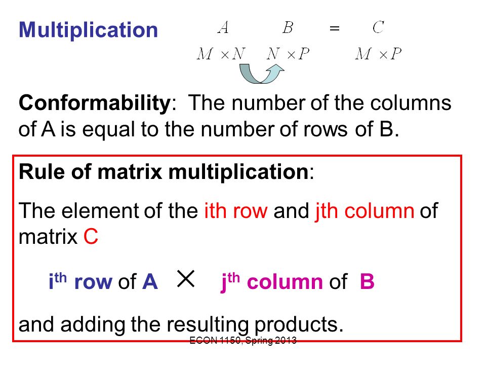Rule of matrix multiplication: