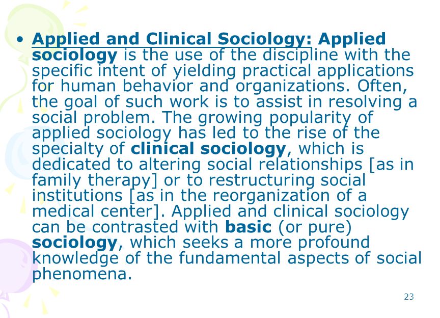 applied and clinical sociology